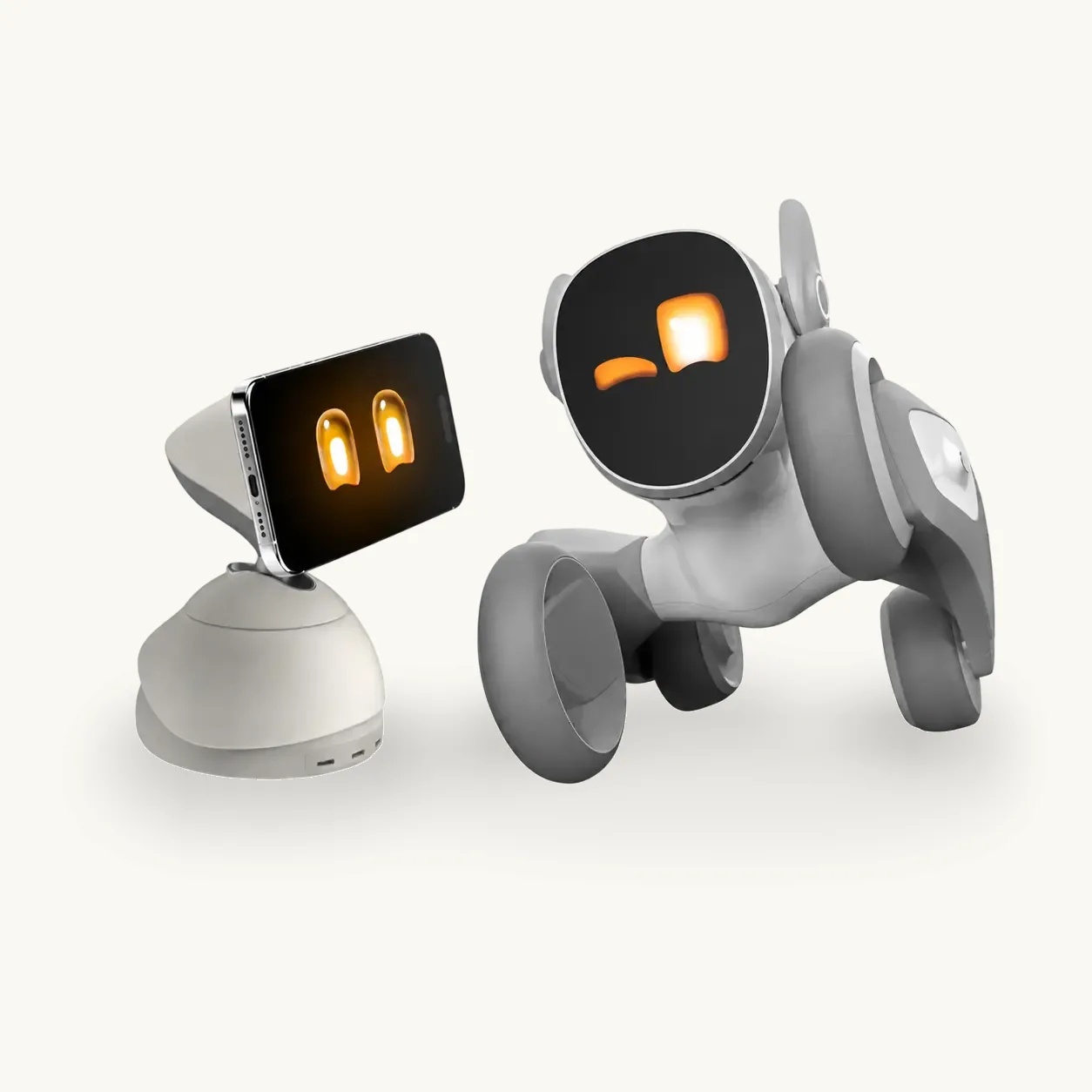 Loona, le robot compagnon, avec ses yeux lumineux